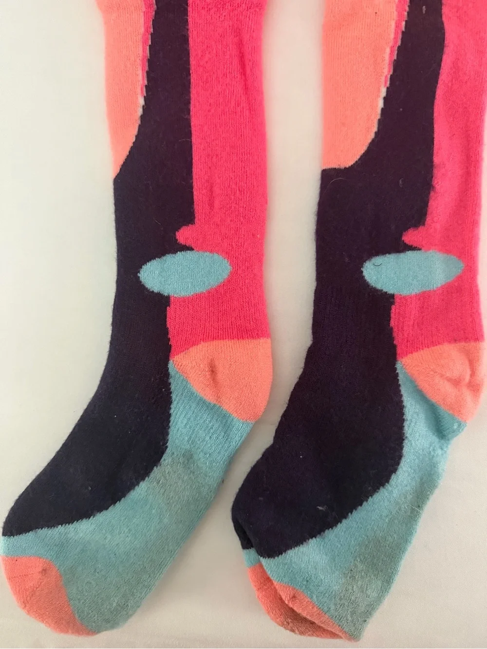 Multi-Color Women’s Ski Socks - Vibrant Pink & Teal Accent